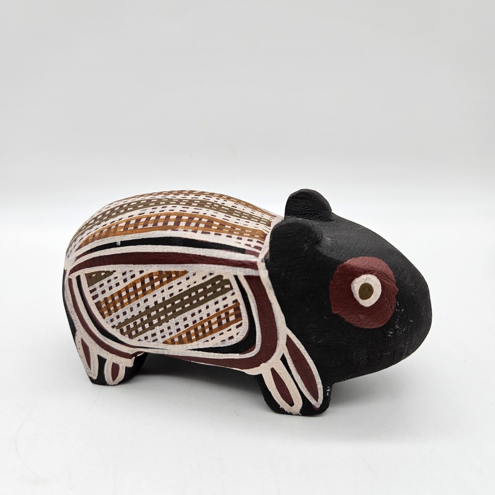 Folk Art Wooden Capybara Guinea Pig Figurine South America Hand Painted Handmade